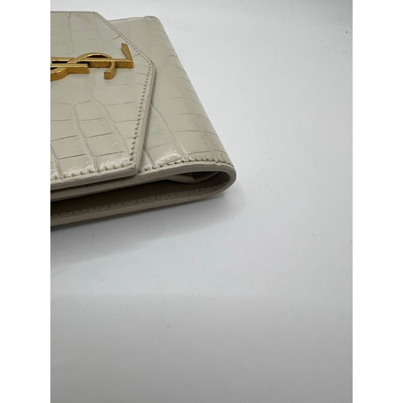 Excellent Condition Saint Laurent Wallet Beige Croc-Embossed Leather - Picture 6 of 9